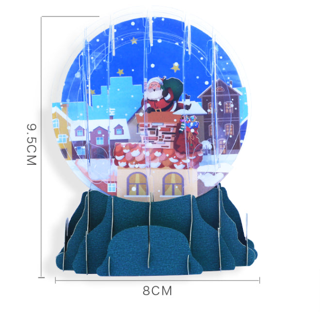 3D Weihnachtskarte Weihnachtsgruss Festtagskarte Schneekugel Blau