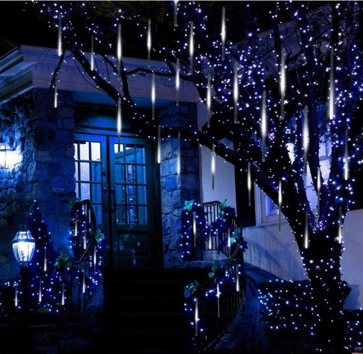 LED-Lichterkette Girlande Weihnachtslichter Meteor Regentropfen Weiss