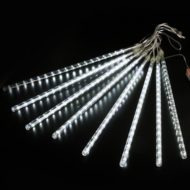 LED-Lichterkette Girlande Weihnachtslichter Meteor Regentropfen Weiss