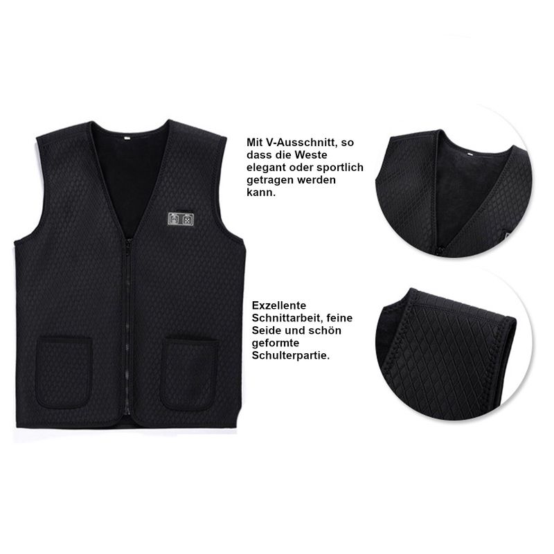 Heizweste elektrisch beheizbare Weste Thermoweste Unisex 7 Zonen 3XS