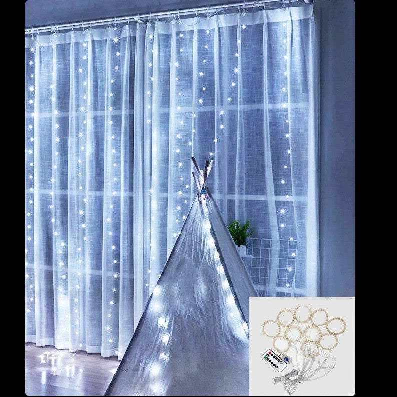 Leuchtgirlande Lichterkette Lichtervorhang Dekoration LED Kaltweiss