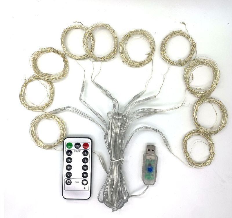 Lichterkette Lichtervorhang Dekoration Leuchtgirlande LED Warmweiss