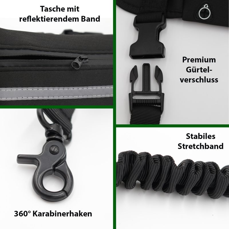Leine Jogging Bauchgurt Hüftgurt Hundeleine Flexibel Elastisch Bungee