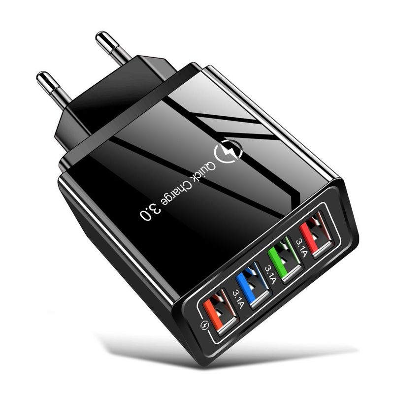 Schnellladegerät 18W 4-Port USB-A 3.1 QC3.0 Reiseadapter Ladeadapter