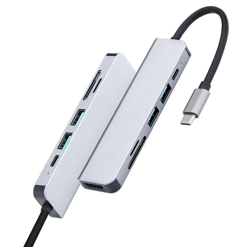 Dockingstation Multi USB-Hub USB-C 6in1 USB-A 3.0/2.0 HDMI 4K microSD/SD