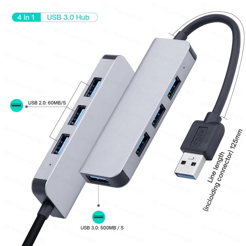 Dockingstation Multi USB-Hub 4in1 USB-A 3.0/2.0 4-port
