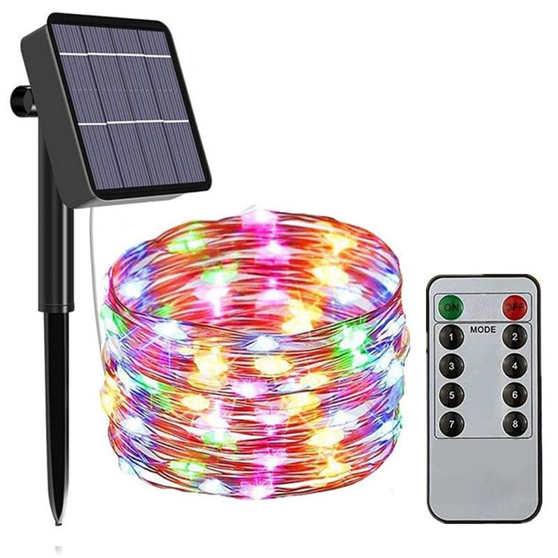 22m Gartenbeleuchtung Solar-Lichterkette Leuchtgirlande LED RGB