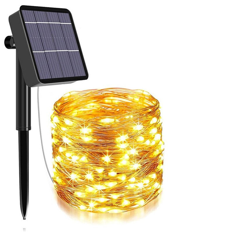 32m Gartenbeleuchtung Leuchtgirlande LED Solar-Lichterkette Warmweiss