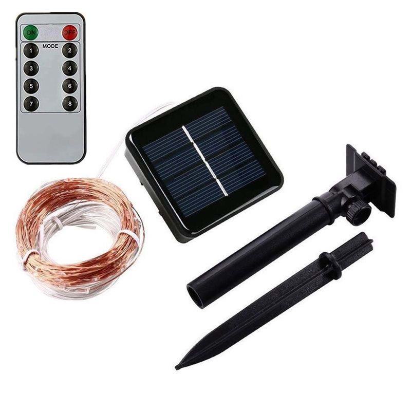 22m LED Leuchtgirlande Solar-Lichterkette Gartenbeleuchtung Warmweiss