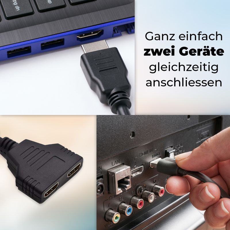 HDMI Splitter Adapter 2in1 (1in/2out) Verteiler Mehrfachanschluss