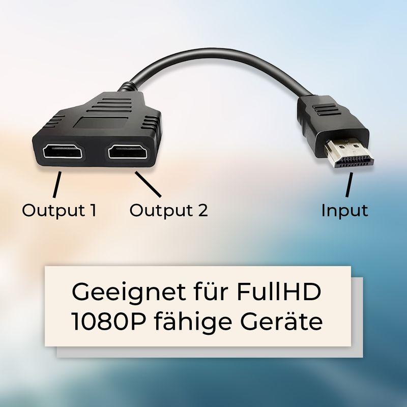 HDMI Splitter Adapter 2in1 (1in/2out) Verteiler Mehrfachanschluss