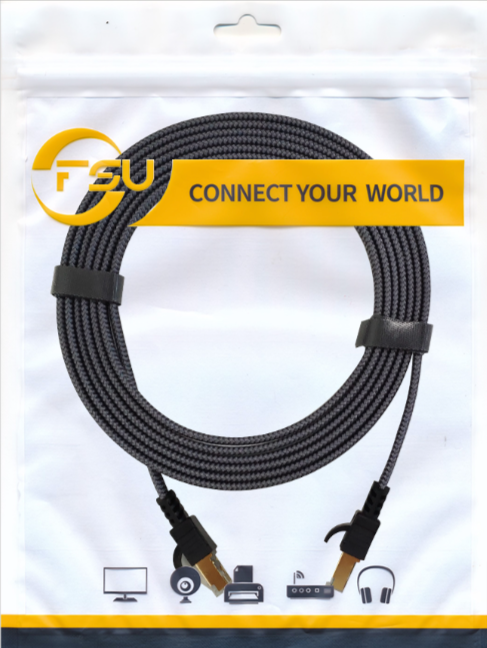 25m Netzwerkkabel Flachkabel Ethernet LAN Kabel RJ45 Kat. 7 flach UTP