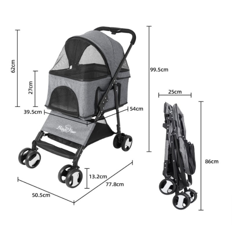 Hundebuggy Haustierwagen Trolley klappbar vierfache Doppelräder
