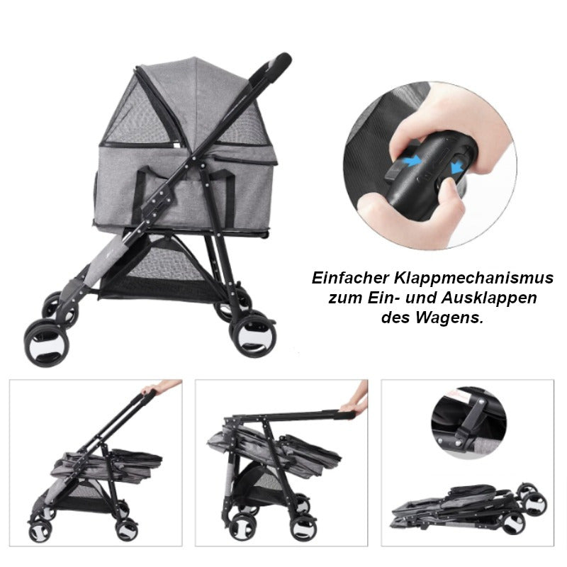 Hundebuggy Haustierwagen Trolley klappbar vierfache Doppelräder