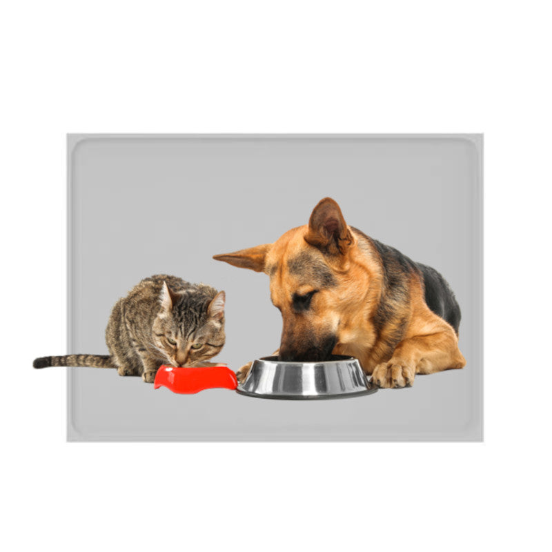 Futternapfunterlage aus Silikon Bodenschoner Hundefutterunterlage Grau