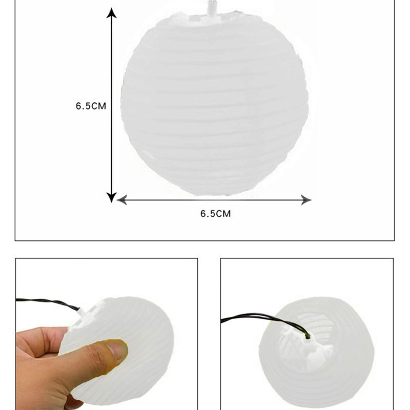 6.5m LED-Lichterkette Solar Lampion-Lichterkette Leucht-Girlande Weiss