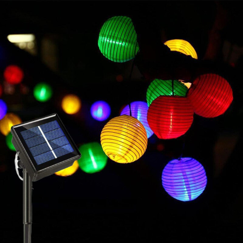 6.5m Solar Lampion-Lichterkette LED-Lichterkette Leucht-Girlande bunt