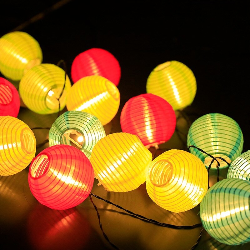 6.5m Solar Lampion-Lichterkette LED-Lichterkette Leucht-Girlande bunt