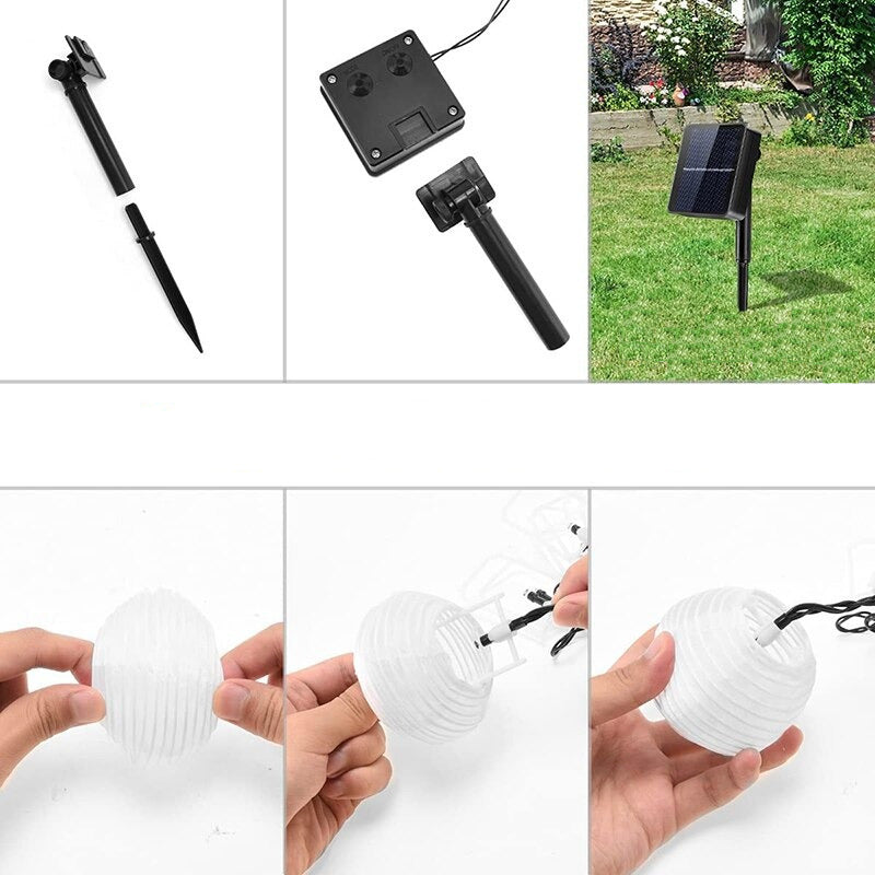 6.5m Solar Lampion-Lichterkette LED-Lichterkette Leucht-Girlande bunt