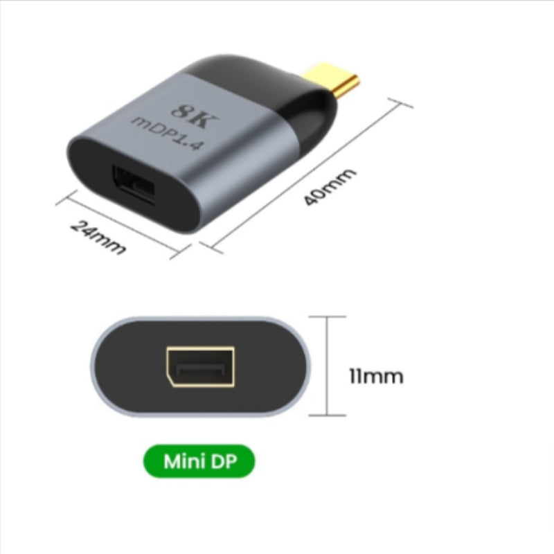 USB-C zu mini DisplayPort DP 8K Converter Umwandler Adapter (m/w)