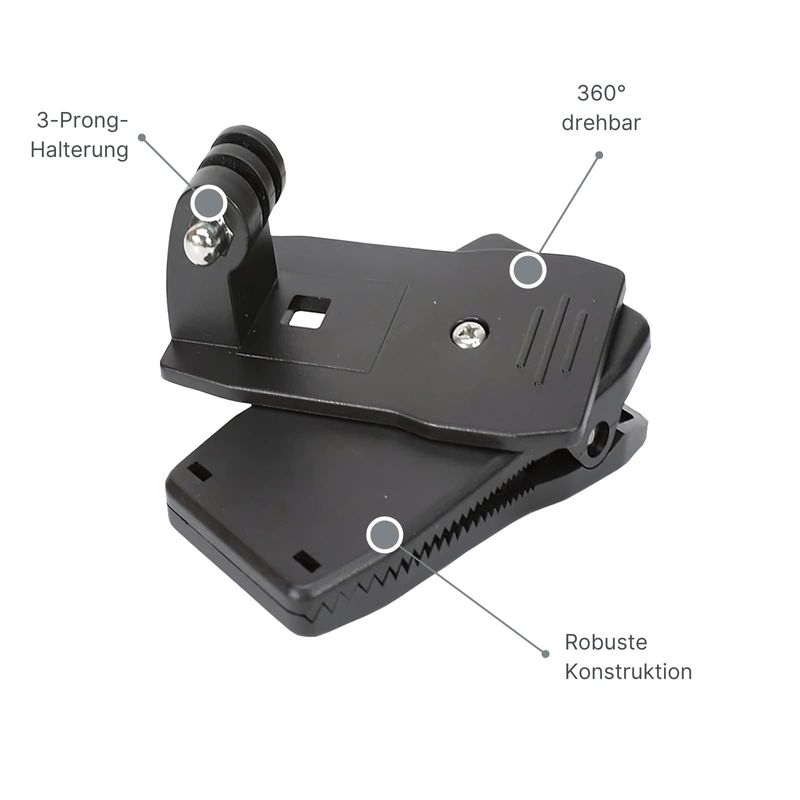 Rucksackclip Action-Cam für DJI Osmo Action GoPro Hero Insta360 uvm