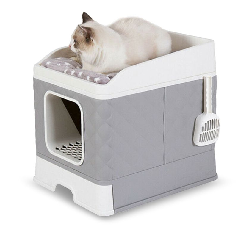 Katzen-WC und Bett Katzentoilette XXL-Katzenklo mit Deckel Streukiste