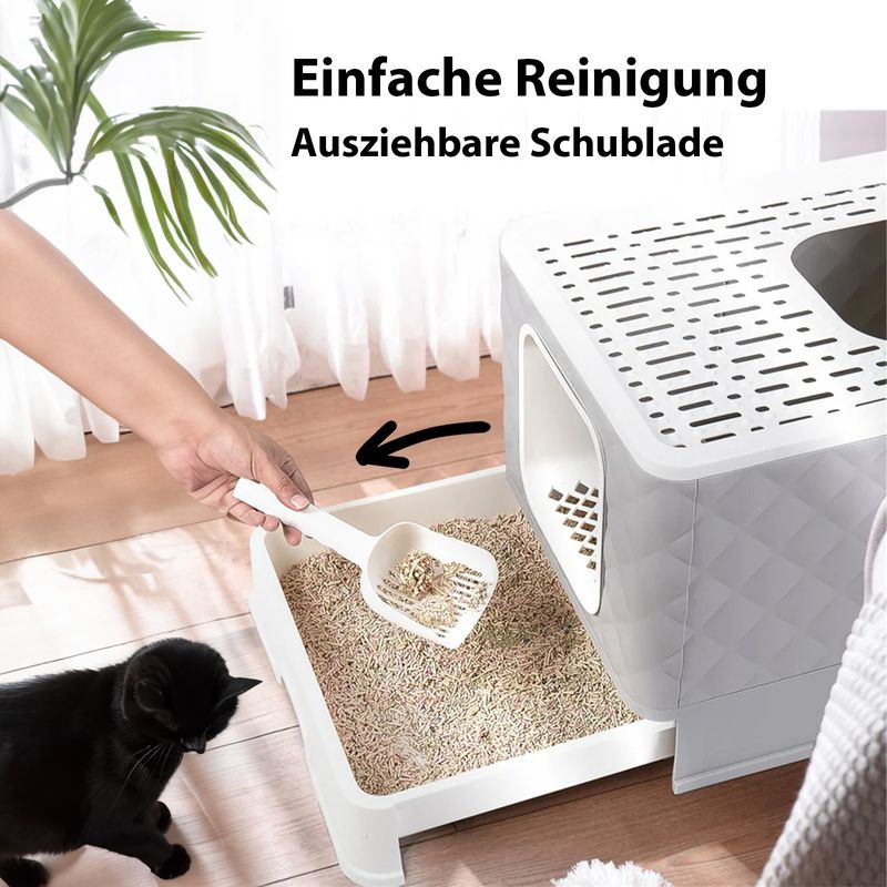 Katzen-WC und Bett Katzentoilette XXL-Katzenklo mit Deckel Streukiste