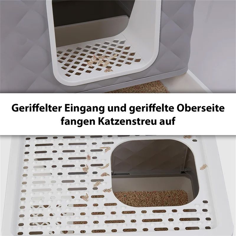 Katzen-WC und Bett Katzentoilette XXL-Katzenklo mit Deckel Streukiste