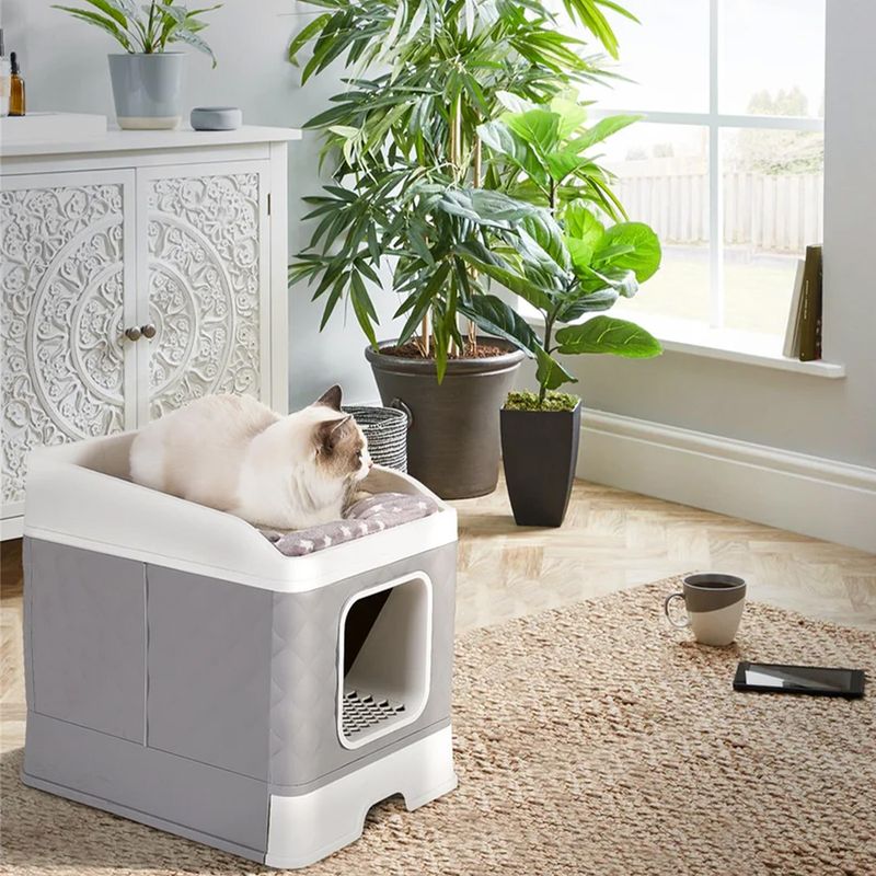 Katzen-WC und Bett Katzentoilette XXL-Katzenklo mit Deckel Streukiste