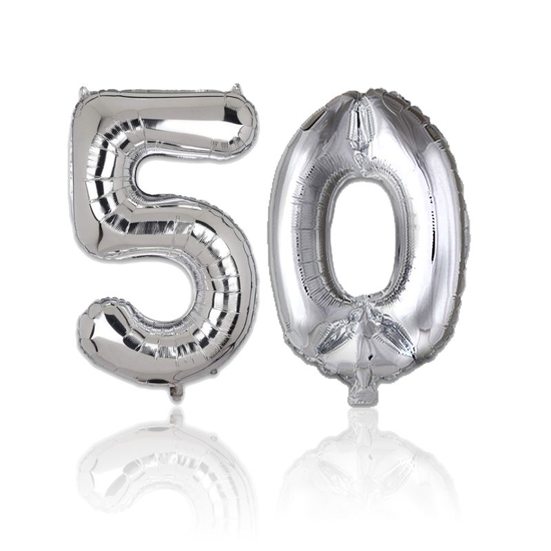 Zahlenballon Zahl 50 Silbrig Folienballon Geburtstagsparty Ballon 81cm