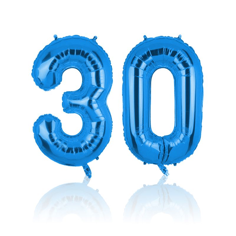 Folienballon Zahl 30 Zahlenballon Luftballon Heliumballon Blau 81cm