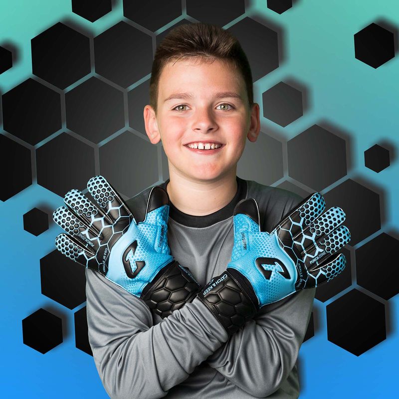 Fussballhandschuhe Kralle Junior Pro 3.0 Gr. 5 Blau Torwart Keeper Goalie Handschuhe