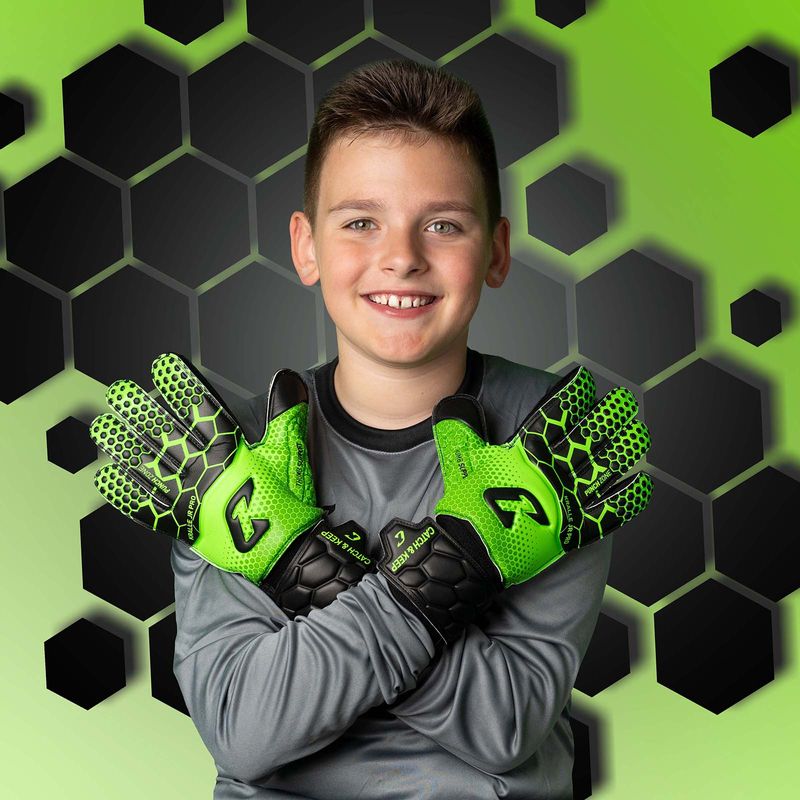 Fussballhandschuhe Kralle Junior Pro 3.0 Gr. 5 Grün Torwart Keeper Goalie Handschuhe