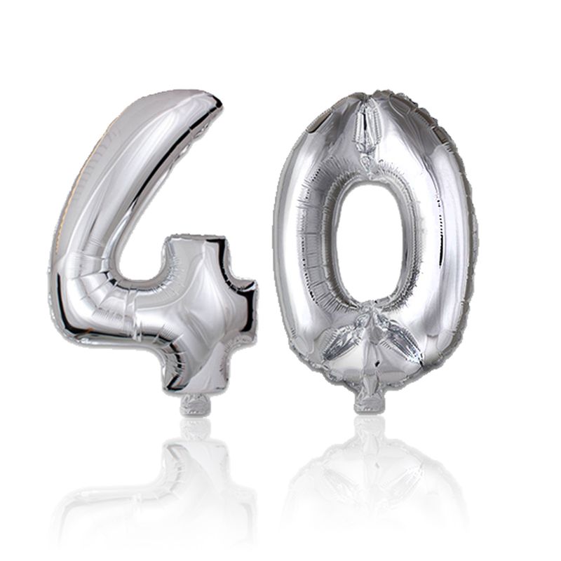 Zahlenballon Zahl 40 Folienballon Luftballon Heliumballon Silbrig 40cm