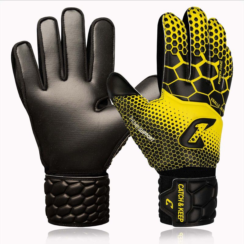 Fussballhandschuhe Kralle Junior Pro 3.0 Gr. 4 Gelb Torwart Keeper Goalie Handschuhe