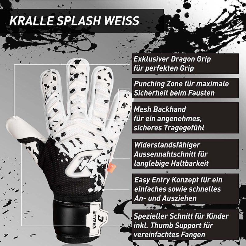 Fussballhandschuhe Kralle Splash Gr. 5 Weiss Torwart Keeper Goalie Handschuhe