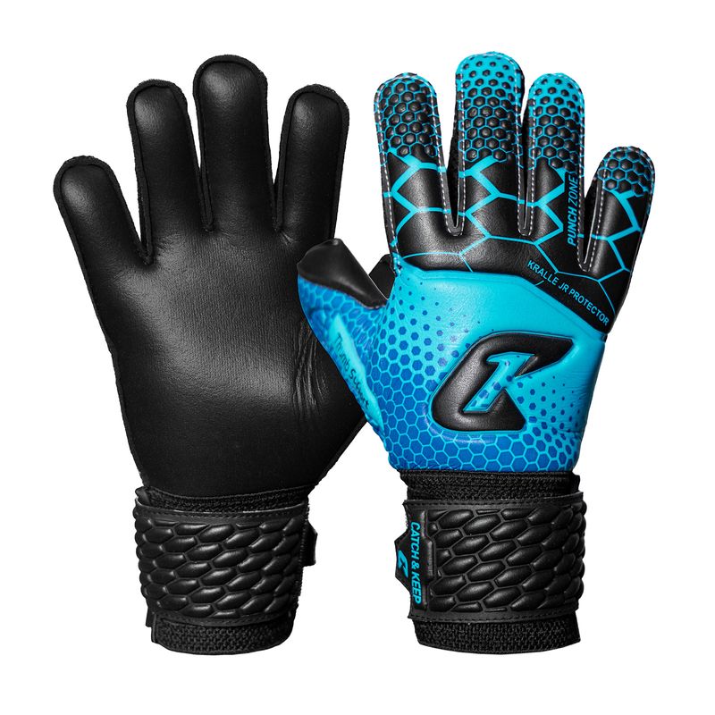 Fussballhandschuhe Kralle Protector Gr. 4 Blau Torwart Keeper Goalie Handschuhe