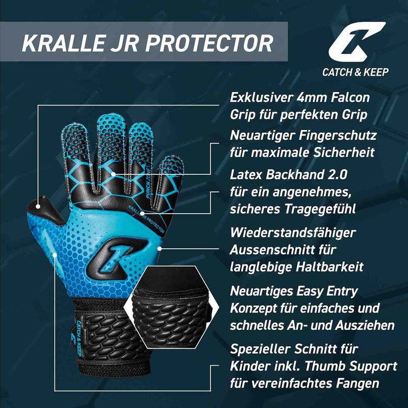 Fussballhandschuhe Kralle Protector Gr. 4 Blau Torwart Keeper Goalie Handschuhe