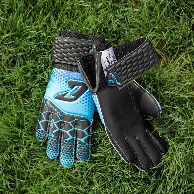 Fussballhandschuhe Kralle Protector Gr. 5 Blau Torwart Keeper Goalie Handschuhe