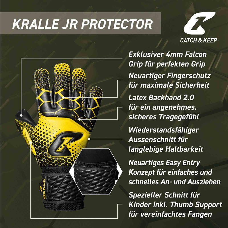 Fussballhandschuhe Kralle Protector Gr. 4 Gelb Torwart Keeper Goalie Handschuhe