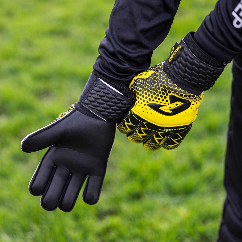 Fussballhandschuhe Kralle Protector Gr. 5 Gelb Torwart Keeper Goalie Handschuhe