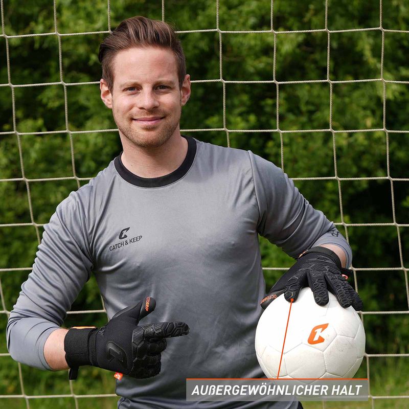 Fussballhandschuhe Fly Dark Soul Gr. 9.5 Schwarz Torwart Keeper Goalie Handschuhe