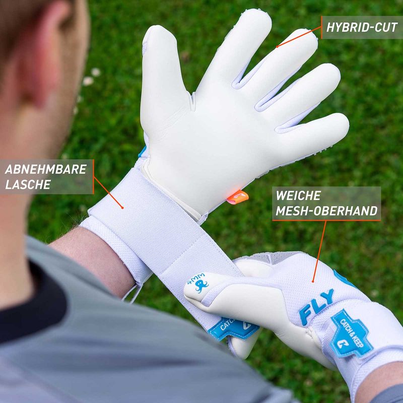 Fussballhandschuhe Fly White Soul Gr. 9 Weiss Torwart Keeper Goalie Handschuhe