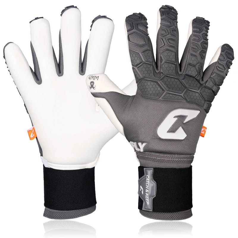 Fussballhandschuhe Fly Grey Soul Gr. 7 Grau Torwart Keeper Goalie Handschuhe