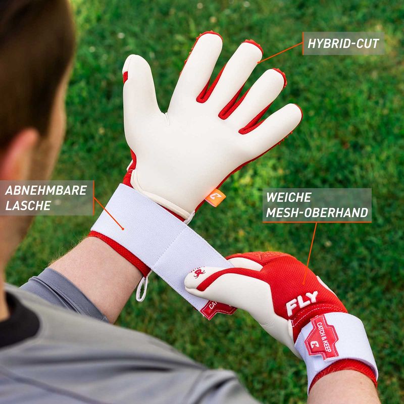 Fussballhandschuhe Fly Red Soul Gr. 8 Rot Torwart Keeper Goalie Handschuhe