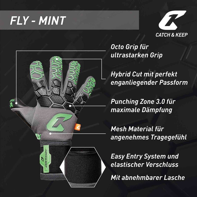 Fussballhandschuhe Fly Mint Soul Gr. 12 Mintgrün Torwart Keeper Goalie Handschuhe