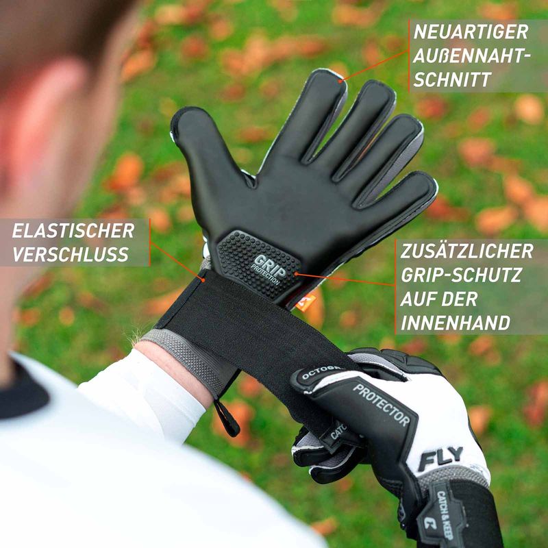 Fussballhandschuhe Fly Protect Gr. 9.5 Weiss Torwart Keeper Goalie Handschuhe