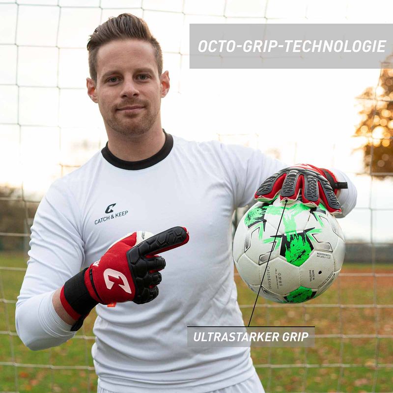 Fussballhandschuhe Fly Protect Gr. 9.5 Rot Torwart Keeper Goalie Handschuhe