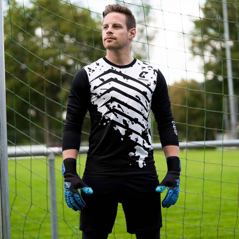 Trikot Protection Torwarttrikot Gr. L Weiss-Schwarz Fussball Torwart Shirt Oberteil
