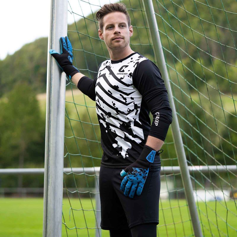 Trikot Protection Torwarttrikot Gr. L Weiss-Schwarz Fussball Torwart Shirt Oberteil
